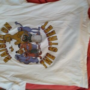 White Graphic Tee with Street Characters